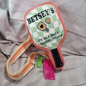 Betsey Johnson Pickleball Championship Novelty Sling Crossbody Bag Purse New